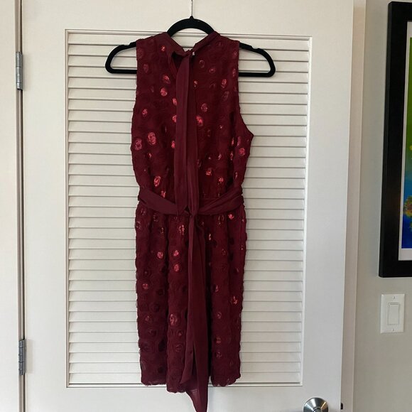 Sachin + Babi x Anthropologie Rosette Sequin Mini Dress, Ruby Red, Size 4 - Picture 2 of 9